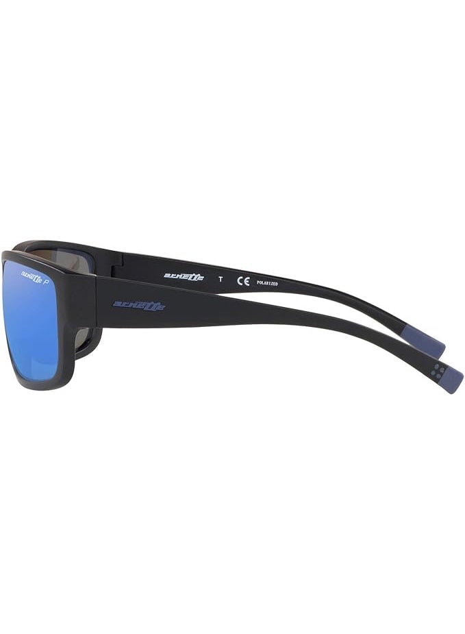 Arnette Men's Square Sunglasses - Matte Black Frame with Polarized Blue Mirror Lenses (AN4256 01/22 62) - Image 4